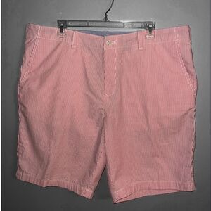 Men’s 38 Tommy Hilfiger striped beach washed red & white pique cotton shorts